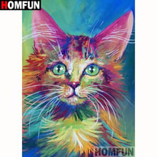 Homfun quadrado completo/broca redonda 5d diy pintura de diamante "pintura a óleo gato" bordado ponto cruz 5d decoração de casa presente a18320 2024 - compre barato