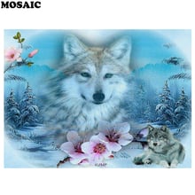 5D DIY Diamond embroidery mosaic"snow wolf"Animal dog diamond painting Cross Stitch square round Rhinestone painting home decor 2024 - buy cheap