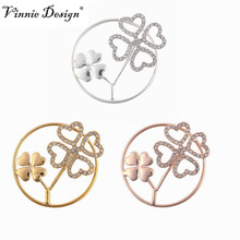 Vinnie Design Jewelry 3D Four Leaf Clover Coin fit into 35mm Thin Coin Holder Pendant 10pcs/lot 2024 - buy cheap