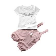 Toddler Baby Girl Cotton Spring Clothes Set,stripe Cartoon Pattern T-shirt + Pants Sets,fashion Baby Girl Suit Baby Clothes 1-4Y 2024 - buy cheap