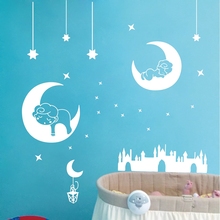 large size Moon Star Castle Overall decorative Oversized wall art stickers for baby nursery wall decor free shipping k1001 2024 - buy cheap