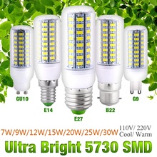 LED Corn Light Bulb E27 B22 GU10 E14 G9 7W To 30W Cool/Warm White AC110V / 220V High Bright Lamp Energy Saving Lights D20 2024 - buy cheap