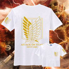 Косплей Костюм атака на Титанов Футболка Мужская хлопковая футболка Аниме Shingeki No Kyojin футболка Survey Corps логотип одежда подарок 2024 - купить недорого