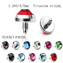 15PCS/Lot G23 Grade Titanium Black Anodized Dermal  Gem Top Body Jewelry Pircing Skin Diver Piercing 2024 - buy cheap