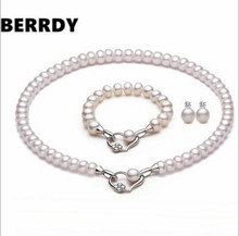 Conjunto de joyas de perlas de agua dulce, collar de moda, pulsera, pendientes con perlas naturales súper grandes de 8-10mm 2024 - compra barato