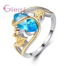Anéis de casamento retrô de prata esterlina 925 para mulheres folhas românticas surround cristal transparente delicado elegante joia para mulheres 2024 - compre barato