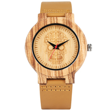 Reloj de madera hecho a mano para hombre, reloj de cuarzo único con esqueleto, esfera de Calavera, creativo, ecológico, no tóxico 2024 - compra barato