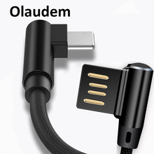 Olaudem Mobile Phone Cables 90 Degree USB C Cable For Huawei P20 Cable USB Type C For Macbook Wire For Charging CB031 2024 - buy cheap