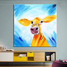 Cuadro pintado a mano con el mejor Animal, pintura al óleo sobre lienzo, mural de caricaturas, imagen de pared para sala de estar, decoración de pared de chico de habitación 2024 - compra barato