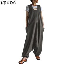 VONDA Rompers Womens Jumpsuit 2020 Fashion Harlan Pants Trouser Casual Loose Sleeveless Playsuits Solid Overalls Plus Size 2024 - buy cheap