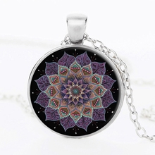 Suteyi colar de henna para yoga, joia artesanal com símbolo om, budismo zen, pingente de cristal, flor de lótus, colares com melhores presentes 2024 - compre barato