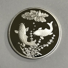 5 Pc Non magnetic The Koi Fancy Carp coin Chinese lucky furtune animal Lotus silver plated 40 mm badge souvenir decoration coin 2024 - buy cheap