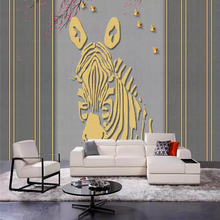Decorative wallpaper Modern simple style abstract golden zebra flower branch literary background wall 2024 - buy cheap