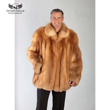 Tatyna Furclub 2022 New Men's Natural Thick Warm 75 CM Long Gold Fox Fur Coat Men Winter Jacket Gold Fox Fur with Collar Top 2024 - buy cheap