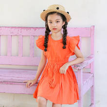 B-S161 New Fashion Girls Elegant Dresses Girls Princess Dress Girls Summer Clothes 4-13T Teenager Kids Solid Color Sweet Dress 2024 - buy cheap