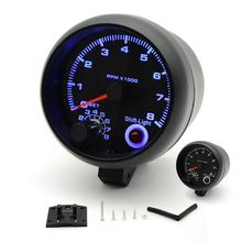Medidor de tacômetro rpm, 3.75 "95mm, rosto preto, led azul, 0-8000 rpm, função de aviso 2024 - compre barato