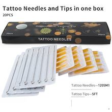 (M1+FT) Tattoo Needles and Yellow Tips Mixed 40PCS- Professional Tattoo Needle M1 & Disposable Plastic Tattoo Tips FT With Box 2024 - buy cheap