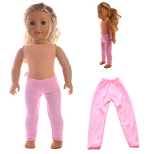 Милые розовые леггинсы ручной работы, обтягивающие штаны, подходят для 18 дюймов, американская кукла, Детская кукла, одежда, аксессуары 2024 - купить недорого