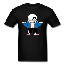 Funny Undertale Sans Skeleton Skull Men Short Sleeve Black T-shirt Cotton Fabric O-neck Casual Tops Tees Cartoon Design 2024 - buy cheap