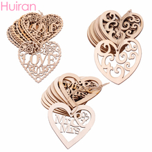 10pcs LOVE Mr Mrs Wooden Pendant DIY Craft Heart Shape Embellishment Rustic Wedding Ornament Decoration Wedding Party Decoration 2024 - buy cheap