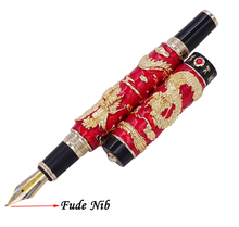 Jinhao Red Cloisonne Double Dragon Calligraphy Fountain Pen Fude Bent Nib Advanced Craft Writing Gift Pen for Business Office 2024 - buy cheap