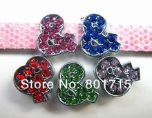 Wholesale 100pcs Mix Color & Internal Dia.8mm Full Rhinestone slide Charms can through 8mm Belt Pet Collar Wristband 2024 - buy cheap