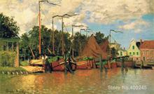 Gift custom Landscape Painting Boats at Zaandam by Claude Monet High Quality Hand painted 2024 - buy cheap