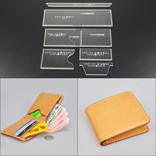 1 conjunto diy dobrado pequena carteira de couro curto modelo de couro acrílico leathercraft costura padrão acessórios 9.5*11*2cm 2024 - compre barato