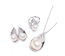 100% Genuine Freshwater Cultured Pearl Jewelry Set Graceful Nice Fashion Charm Necklace Earrings Ring Jewelry Set 2024 - buy cheap