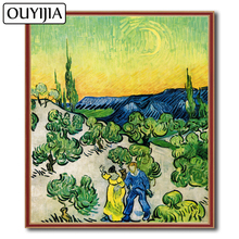 Ouyijia van gogh a pé no óleo do lua 5d diy pintura de diamante bordado decoração de diamante mosaico de strass ponto cruz 2024 - compre barato