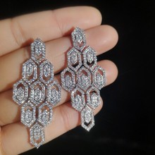 Luxury Female Big Crystal Stud Earrings Silver Color Wedding Jewelry Vintage Double Earrings For Women 2019 New Year Gift 2024 - buy cheap