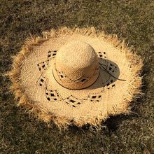 Женская соломенная шляпа Ruhao, плетеная шляпа ручной работы из 100% рафии, летняя пляжная шляпа с большими полями 2024 - купить недорого