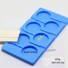 (1pcs+ 50pcs sticks) Brand new 6 cavities dia. 5cm round high food grade silicone lollipop chocolate sweet mold for DIY bakery 2024 - buy cheap