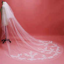 Lace Appliques 2 Tiers 3 M Long Wedding Veil with Blusher White Ivory Tulle Bridal Veil with Comb  Sluier 2024 - buy cheap