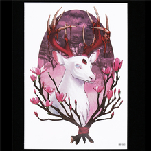 1 лист тату Цветок на руку женский мужской боди-арт HB580, наклейка цветущее дерево с изображением оленя, феи, богов, сливы, временная тату-наклейка 2024 - купить недорого