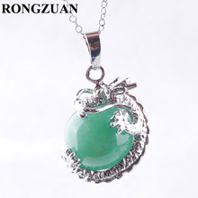 RONGZUAN New Natural Aventurine Stone Round Ball 16mm Bead Animal Dragon Charm Pendant Chain Necklace 18 inches TN3130 2024 - buy cheap