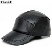 Xdanqquad chapéu de couro genuíno ajustável, boné de couro bovino masculino e feminino 2024 - compre barato