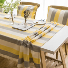 Nordic Fashion Tablecloth Yellow Stripe Linen Cotton Rectangle Dining Table Cloth Washable Cloth Table Cover for Wedding Decor 2024 - buy cheap