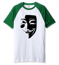 Hot 2019 men's T-shirts summer cotton raglan tee shirt V for Vendetta men's sportswear T-shirt streetwear brand Casual top 2024 - buy cheap