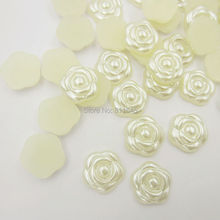 Ivory 8mm Craft ABS Resin Flatback Flower Half Round Pearl Imitation Cabochon Beads for Garment Shoes Hats DIY Decoration 2024 - buy cheap