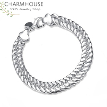 Charmhouse 925 Silver Jewelry Bracelet For Men 10mm Link Chain Bracelet Bangles Wristband Pulseira Wedding Bridal Accessories 2024 - buy cheap