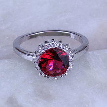 Love Monologue Fashion Jewelry Prettily Rose Red Crystal & CZ Round Silver Color Rings J0212 2024 - buy cheap