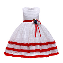 Vestido de festa infantil feminino, vestido de princesa tutu vermelho flor de natal para crianças pequenas meninas 2-10 anos 2024 - compre barato