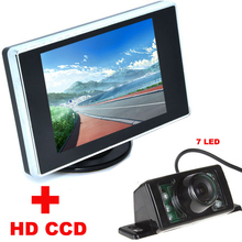 Câmera de visão traseira para carro, 7led, ccd, 3.5 polegadas, lcd, monitor de vídeo do carro, câmera de backup 2 em 1, sistema de assistente de estacionamento automático 2024 - compre barato
