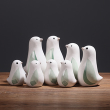 Figura de pássaro de cerâmica moderna para decoração da casa, ornamentos criativos em miniatura, decoração de casa e casamento 2024 - compre barato