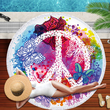 Animal / Flowers Printed Large Round Beach Towel Microfiber With Tassels Thick Terry Cloth Large Beach Towels Serviette De Plage 2024 - buy cheap