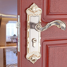 Дверная ручка в европейском стиле ретро, алюминиевая Серебристая белая, механический замок для двери в спальню, из массива дерева 2024 - купить недорого