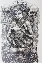 Sexy girl take a skull face Size 22 x 12cm Brand New Body Art tatoo Temporary Tattoo Exotic Sexy Henna Tattoo Tattoo Stickers 2024 - buy cheap