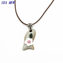 Fashion ethnic style unisex ceramic necklace adjustable handmade porcelain fish pendant necklace he038 2024 - buy cheap