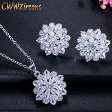CWWZircons 2020 Famous Designer Jewelry Gorgeous Cubic Zircon Paved Earring and Necklace Pendant Sets for Women T173 2024 - buy cheap
